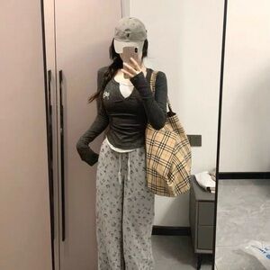 Gray Long Sleeve Top